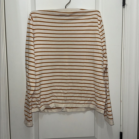Demylee Camel Stripe Anchor Stitch Button Down Cardigan M DEMYLEE Caley Stripe - Picture 7 of 8